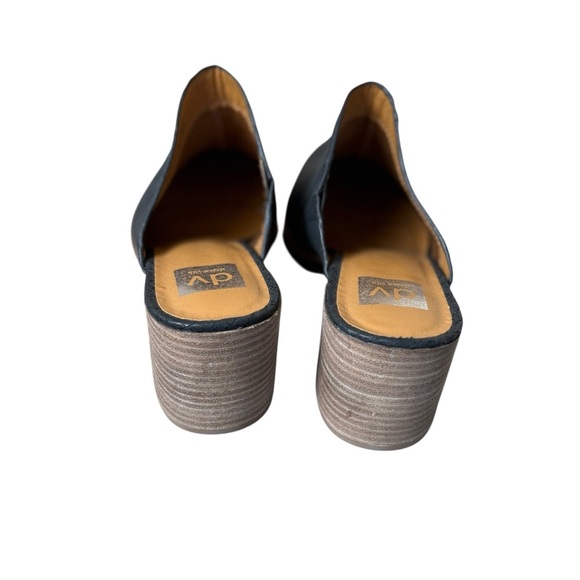 DOLCE VITA Tendle Block Heel Mule Sz 11 Black Snake Embossed Leather Pointy Toe - Picture 4 of 8